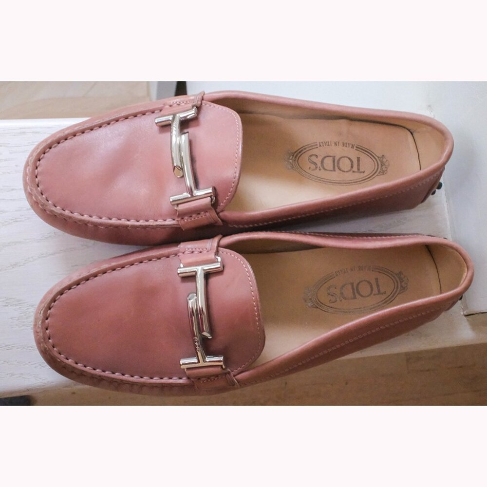 Tod's Women's Double T Pink Slip-On Loafers sz 38-1/2 (8-1/2 US)